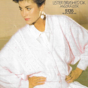 Stickmönster för damkofta • Vintage Lister Brushed DK (Angora Look) • Damjacka 63 cm lång • 80-100 cm • PDF-nedladdning • 5135
