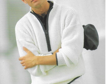 Mens Zipped Sweater PDF Knitting Pattern • 36-46" • Instant Download • Novita of Finland 5375
