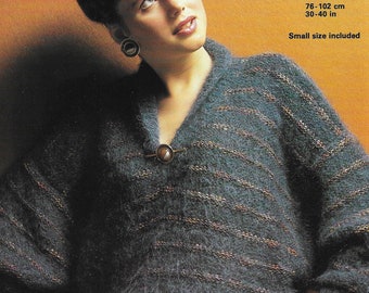 Womens Vintage Knitting Pattern • Dolman Style Sweater • Ladies Jumper • 30-40" • PDF Download • Jaeger Mohair 5222