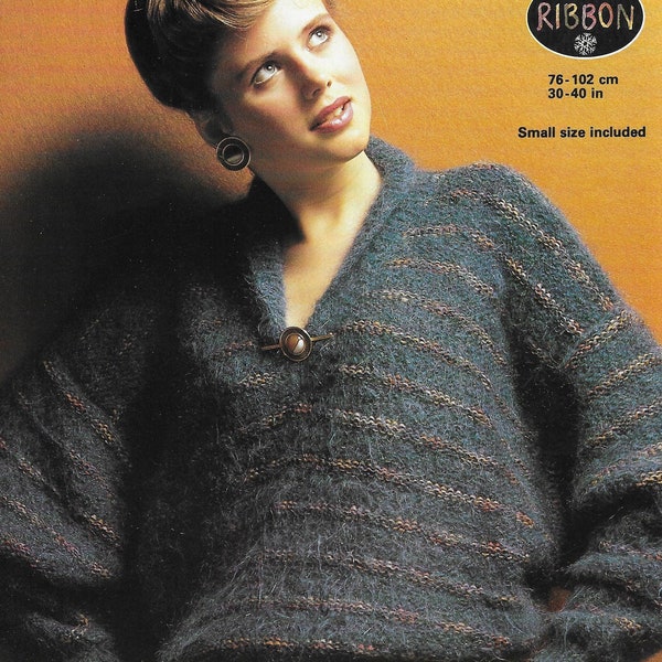 Womens Vintage Knitting Pattern • Dolman Style Sweater • Ladies Jumper • 30-40" • PDF Download • Jaeger Mohair 5222