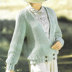 Ladies Knitting Pattern, Jacket, Cardigan, 32-42&quot;, PDF, Easy Knit, 1980s Vintage Patons Supersoft 3850