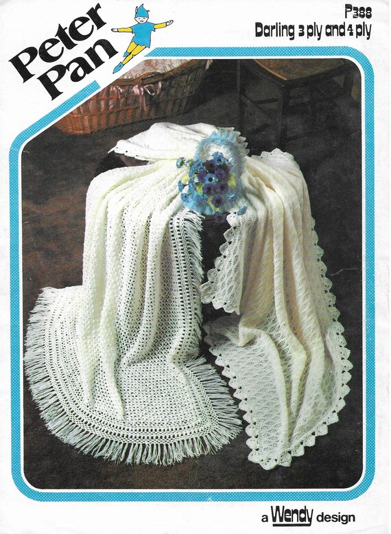 Vintage Crochet Knitting Pattern Baby Shawls Heirloom Blanket PDF Instant Download Peter Pan Darling 3 Ply and 4 Ply