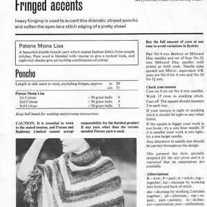 Poncho & Schal für Frauen Vintage Strickanleitung Umhang, Wrap mit Fransen PDF Download Patons Mona Lisa 1459 Bild 2