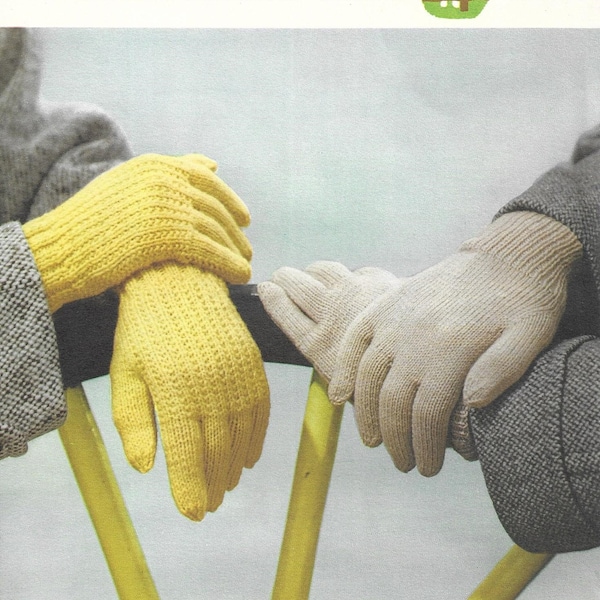 Mens Gloves / Vintage Knitting Pattern / Two designs, Patterned Gloves, Stocking Stitch Gloves / PDF Instant Download / 4 Ply & DK / 118