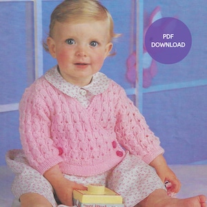 Baby Cardigan Knitting Pattern PDF • 18-22&quot; • Babies Jacket 4 Buttons • PDF Instant Download • Peter Pan Darling Baby Quick