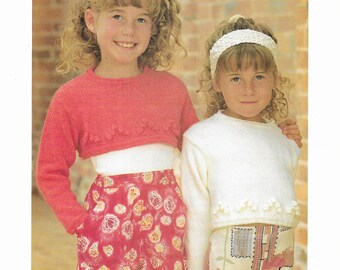 Girls Crop Tops Knitting Pattern • 2 Lengths, Short or Waist Length • Ages 1 to 11 • PDF Download • Patons DK, Light Worsted, 8 Ply, 2069