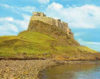 Vintage Postcard of Lindisfarne Castle, Holy Island, Berwick-upon-Tweed, England • Used 1970 Old Postcard