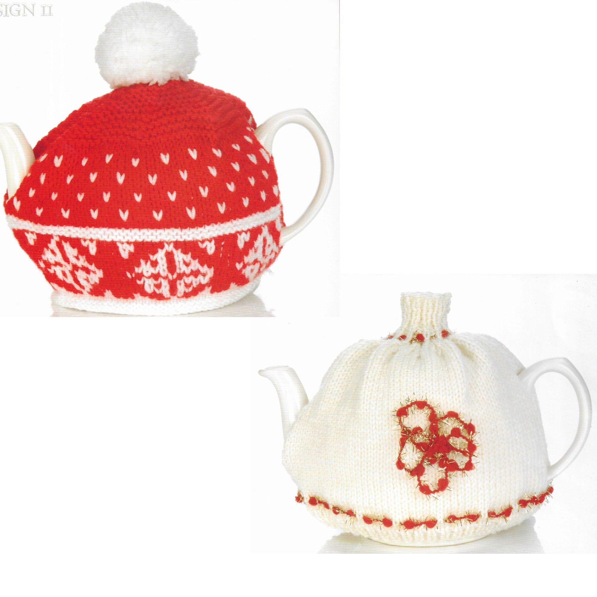 Christmas Tea Cosies Knitting Patterns Two Festive Teapot Covers PDF