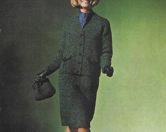 Womens Knitted Suit • Knitting Pattern Vintage 1960s • Ladies, Girls Jacket & Skirt • PDF Instant Download • Patons • 34-38" Bust / 176