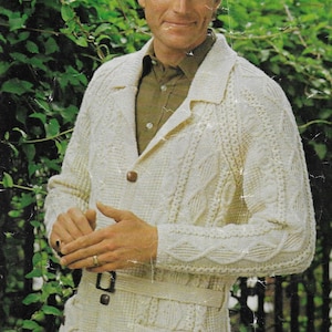 Mens Jacket Knitting Pattern, PDF, Vintage 1970s, 36-48&quot; Belted Cardigan, Emu DK, Light Worsted, 8 Ply, 4620