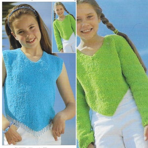 Sweater & Top Knitting Pattern PDF, Childrens, Kids Jumper, Sleeveless Top, 22-32&quot;, 1-12 yrs Sirdar Snowflake DK, Light Worsted, 8 Ply, 4231