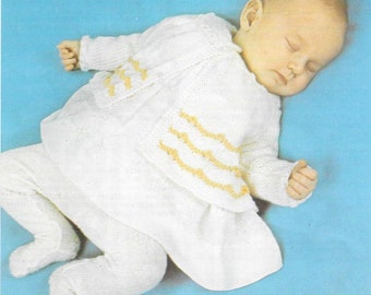 Baby Matinee Coat Vintage Knitting Pattern • Newborn to 3 Months • Jacket, Cardigan • Sirdar Snuggly DK • PDF Instant Download