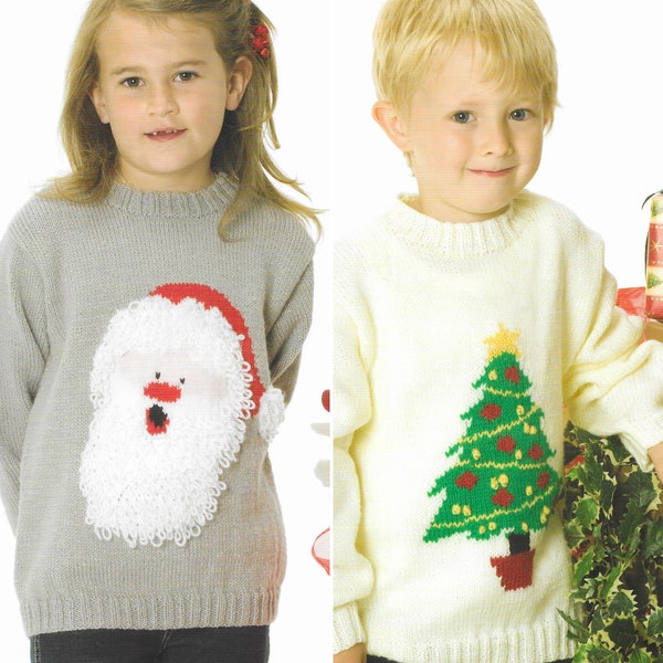 Strickmuster für Pullover mit Weihnachtsbaum und Weihnachtsmann • Festlicher Pullover für Jungen, Mädchen und Kinder • 2 bis 11 Jahre • Peter Pan DK • PDF-Download