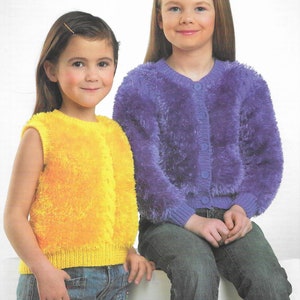 Childrens Cardigan & Top Knitting Pattern • 20-30&quot; • Boys, Girls Sleeveless Vest • PDF • Vintage, Eskimo DK, Light Worsted, 8 Ply, 4935