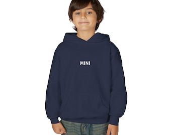 Sudadera con capucha mini con texto, sudadera con capucha juvenil / pequeño logotipo minimalista blanco