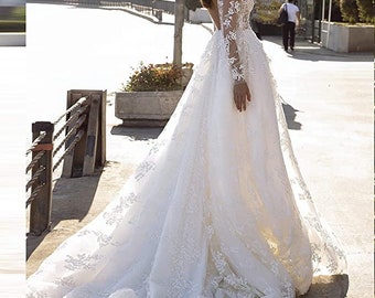 tight lace long sleeve wedding dress