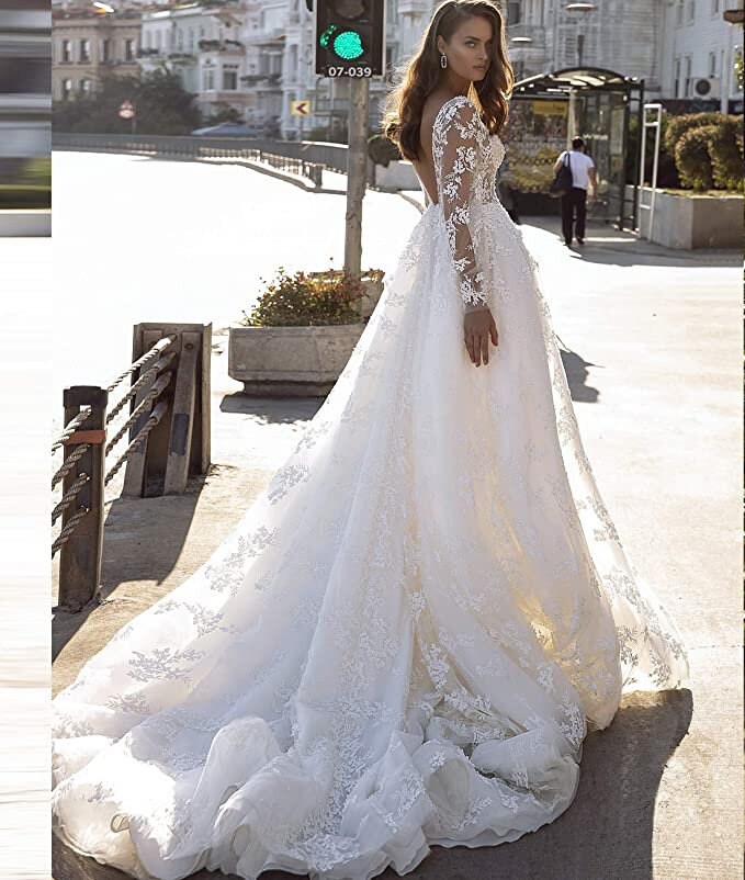 Long Sleeve Mermaid Wedding Dress - Etsy