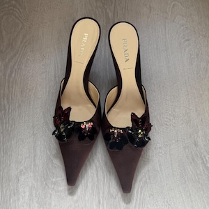 靴 Vintage Prada Heels Mules 37 1/2 Prada Mules - Etsy Canada