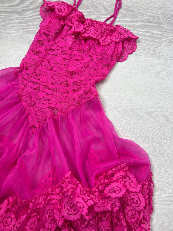 Hot Pink Sheer Baby Doll Dress - image 4