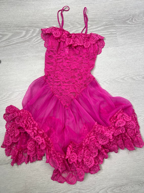 Hot Pink Sheer Baby Doll Dress - image 2