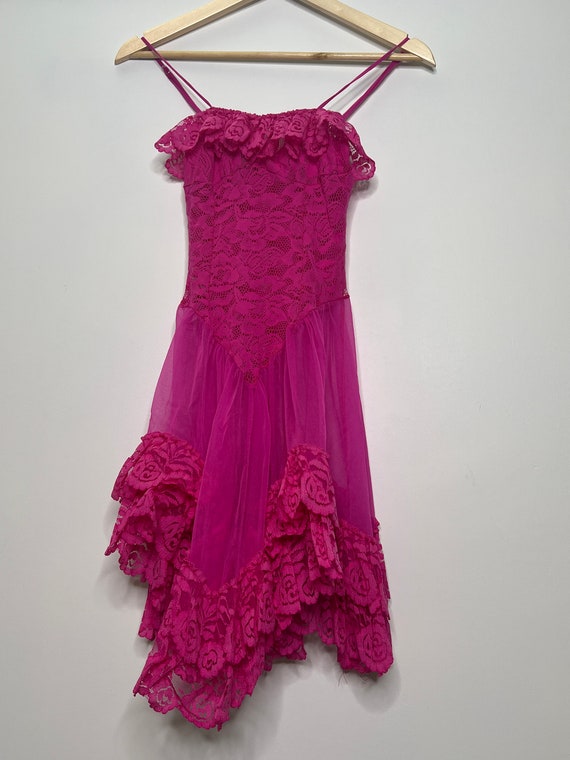 Hot Pink Sheer Baby Doll Dress - image 3