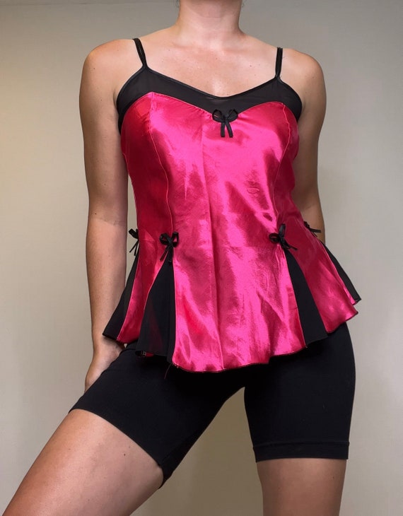 Vintage Pink Camisole Top with Bow Details - image 2