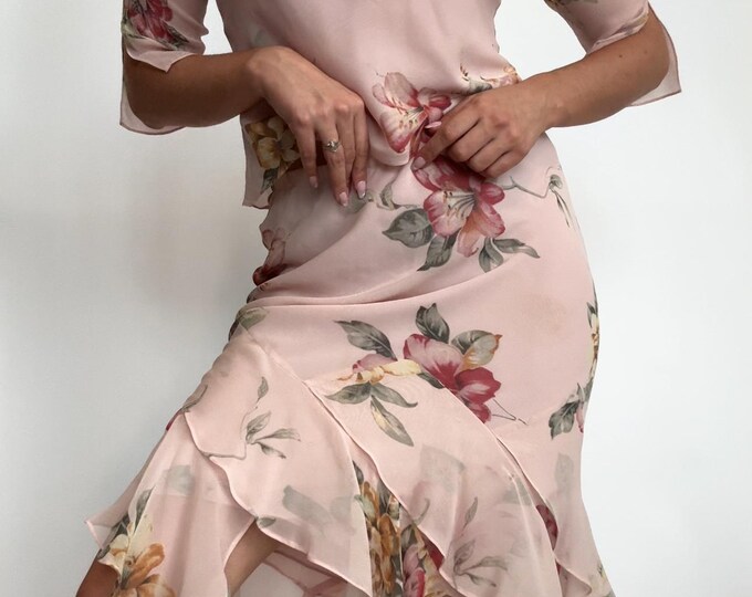 Vintage Pastel Print One Shoulder Dress main image 0