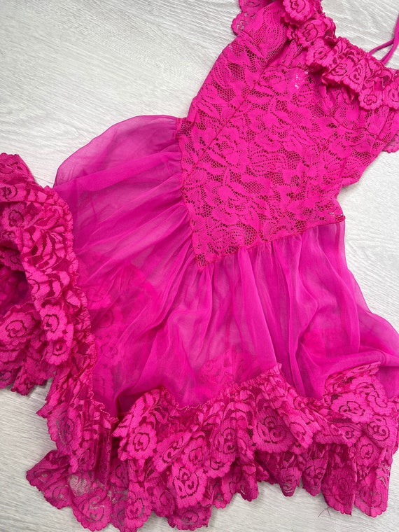 Hot Pink Sheer Baby Doll Dress - image 1