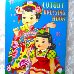 Cutout Dressing Book Blue ~ Vintage Paper Dolls ~ Japan ~ Four Pages ~ Punch Outs on Heavy Card Stock ~ Unused ~ Collectible