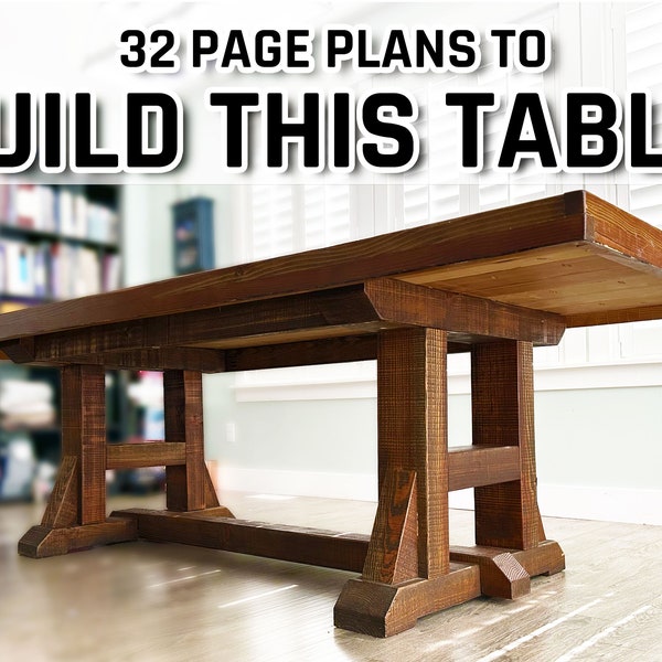 Kitchen Table Premium Plans - Farmhouse Style - 32 Pages Step by Step (PDF)