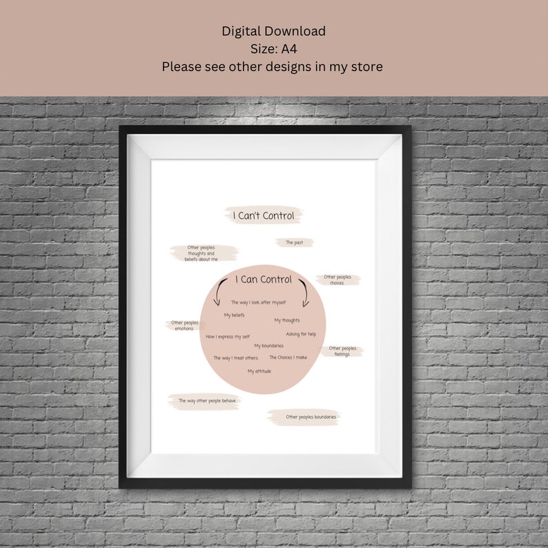 Can and Can't Control Mindset Poster for Social Work - Etsy