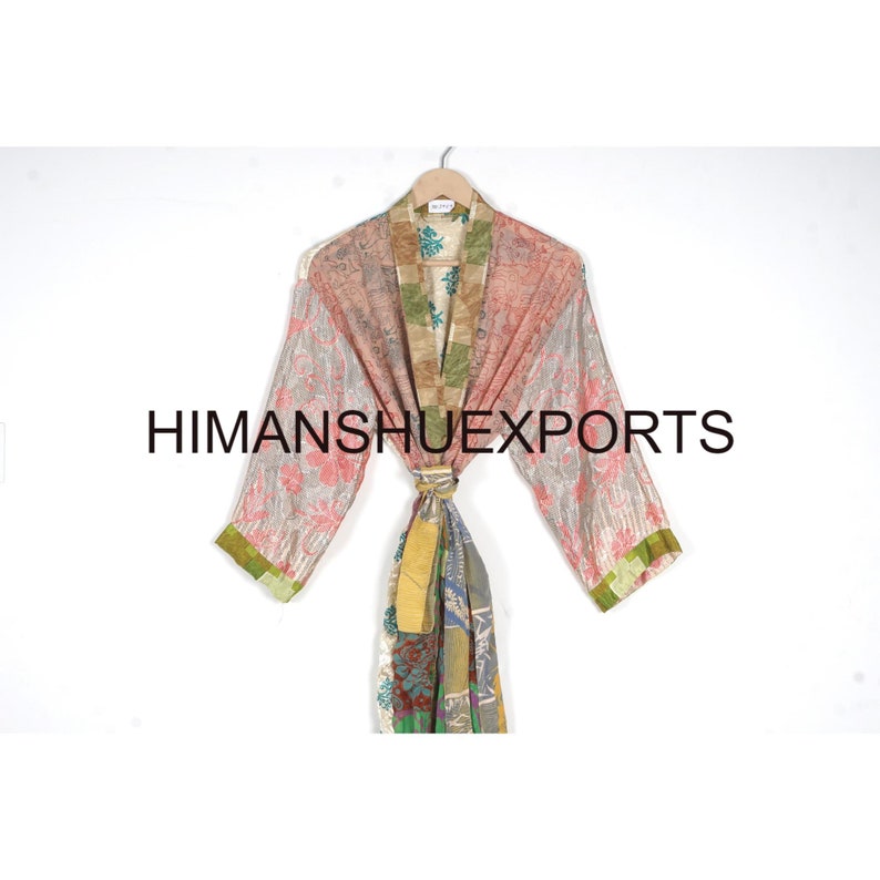 Patchwork Silk Kimono, Women's Wear Summer Dress, Bridal Silk Dressing ...