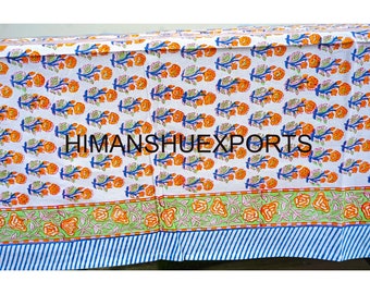 Indian Pure Cotton Table Cloth, Indian Block Printed Table Cover, Soft Cotton Tablecloth, Free Shipping Tablecloth, Rectangle Tablecloth