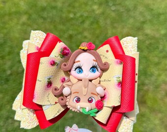 inspired in beauty and the beast, 5” bow