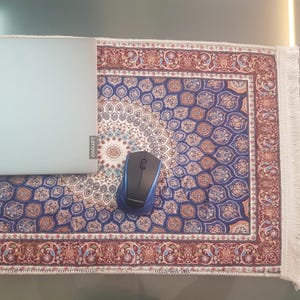 Luxury Carpet Pattern Bamboo Mousepad 40x60 ink blue & Brown image 1