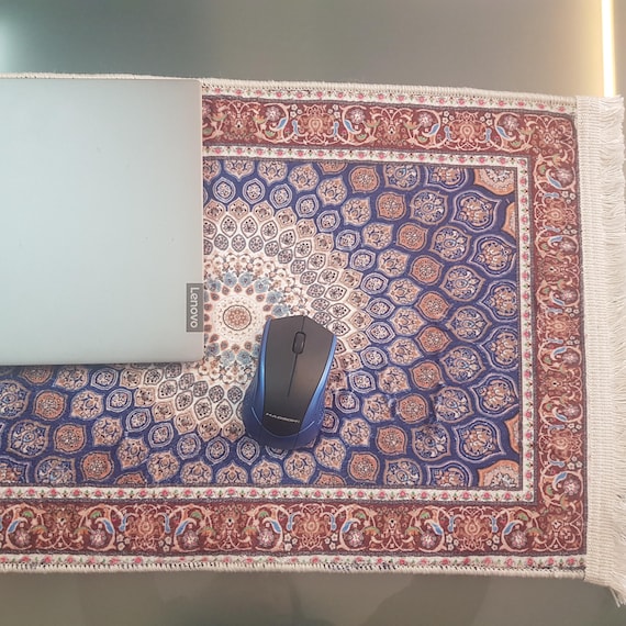 Luxury Carpet Pattern Bamboo Mousepad 40x60 ink blue & Brown