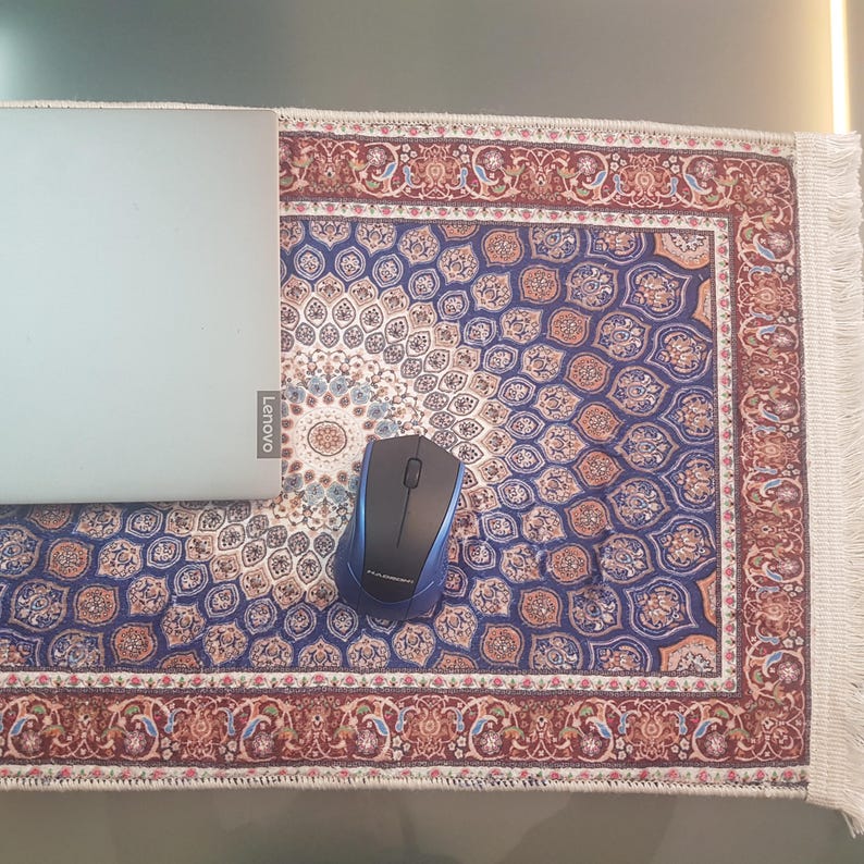 Luxury Carpet Pattern Bamboo Mousepad 40x60 ink blue & Brown image 1