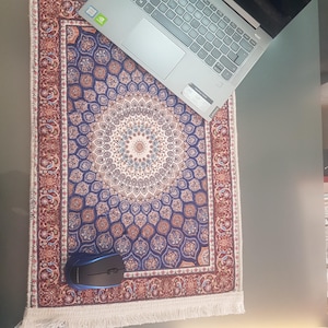 Luxury Carpet Pattern Bamboo Mousepad 40x60 ink blue & Brown image 5