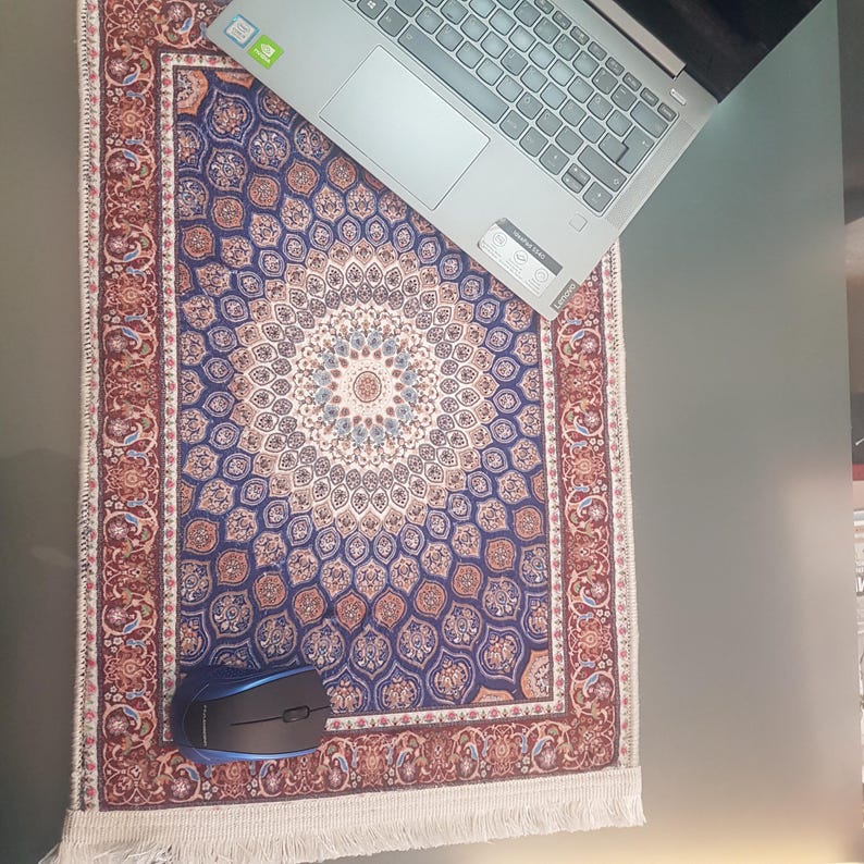 Luxury Carpet Pattern Bamboo Mousepad 40x60 ink blue & Brown image 5