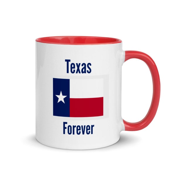 Texas Forever Coffee Mug w Red Inside, Tasse à café texas, Tasse à café Red Texas