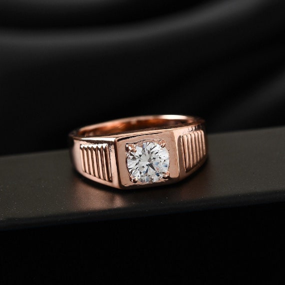 Men's Rose Gold Diamond Ring Wedding Engagement Ring 5 Etsy