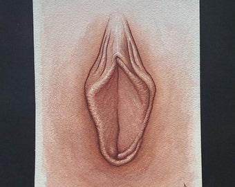 5x7 Vulva Watercolor Yoni Art Adult Painting Mature