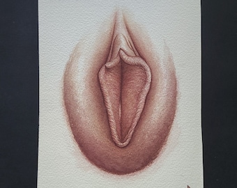 5x7 Vulva Watercolor Yoni Art Adult Painting Mature