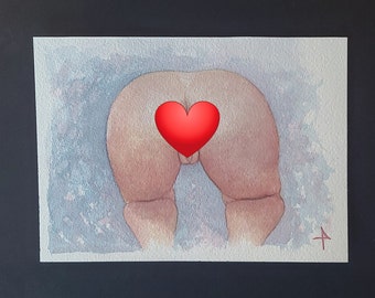 Nude Erotic 5x7 Art Vulva Watercolor Yoni Art Vagina Painting Pussy Illustration Mature