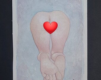 Nude Erotic 5x7 Art Vulva Watercolor Yoni Art Vagina Painting Pussy Illustration Mature