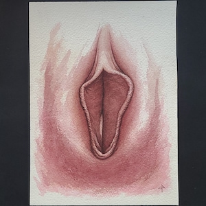 15 x 20 Vulva Aquarell Yoni Kunst Erwachsene Malerei Reifen