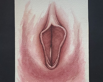 5x7 Vulva Watercolor Yoni Art Adult Painting Mature