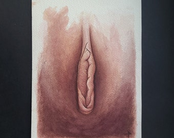 5x7 Vulva Watercolor Yoni Art Adult Painting Mature