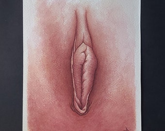 5x7 Vulva Watercolor Yoni Art Adult Painting Mature