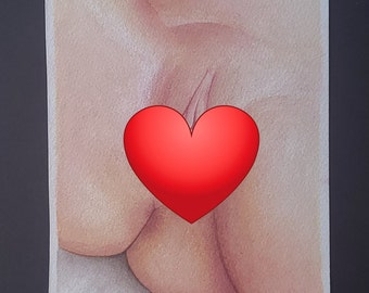 Nude Erotic 5x7 Art Vulva Watercolor Yoni Art Vagina Painting Pussy Illustration